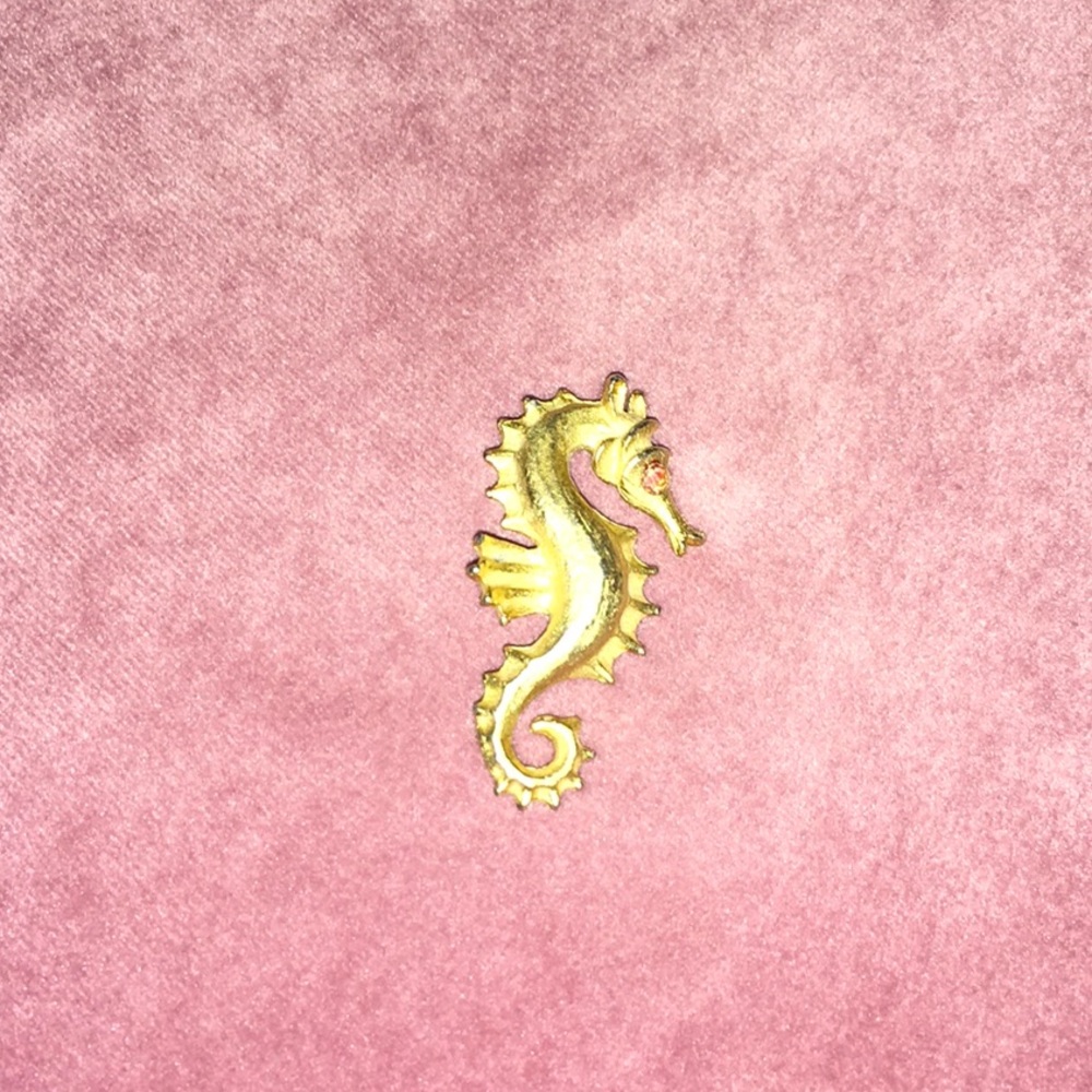 Vintage golden seahorse brooch pin